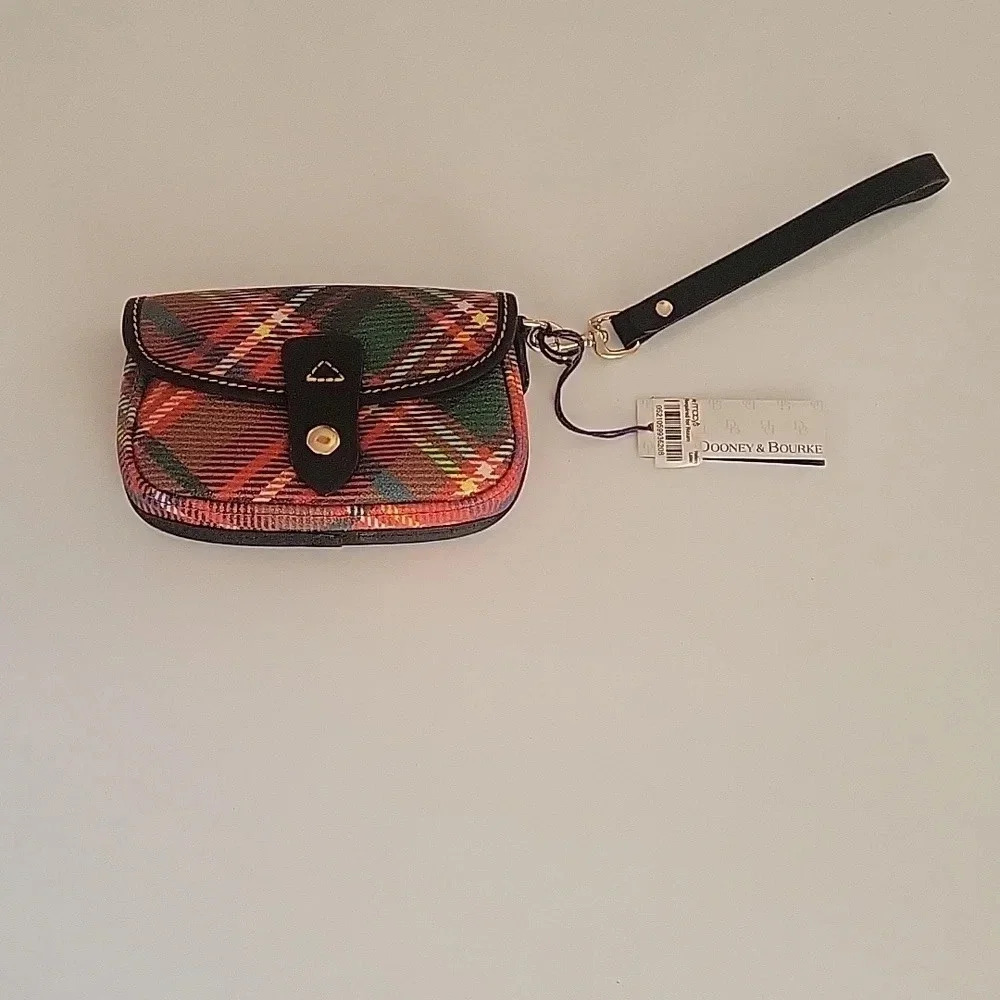 Dooney & Bourke - Tartan Plaud Flap Wristlet in Red